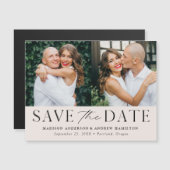 Moderne Elegance Creme Zwei Fotos Save the Date Magneteinladung (Vorne/Hinten)