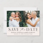 Moderne Elegance Creme Zwei Fotos Save the Date Magneteinladung (Vorderseite)