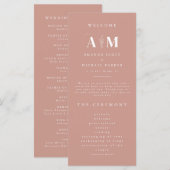 Moderne Elegance Dusty Rose Wedding Programm (Vorne/Hinten)