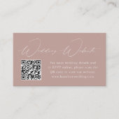 Moderne Elegance Dusty Rose Wedding Website QR Cod Begleitkarte (Vorderseite)