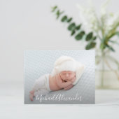 Moderne Elegance Foto Baby Boy Geburtsankündigung Postkarte (Stehend Vorderseite)