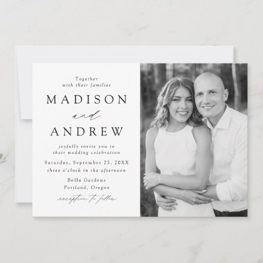 Moderne Elegance Foto Hochzeit Einladung (Vorderseite)