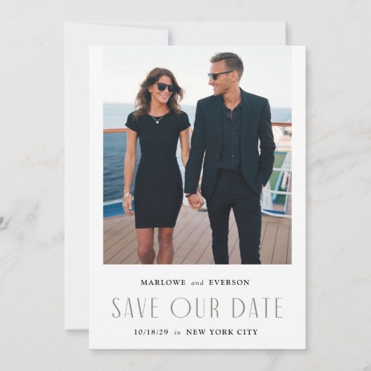 Moderne Elegance Foto Save the Date Karte (Vorderseite)