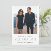 Moderne Elegance Foto Save the Date Karte (Stehend Vorderseite)