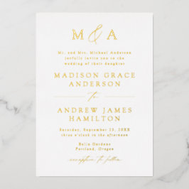 Moderne Elegance Gold Monogram Wedding Folieneinladung