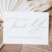 Moderne Elegance Gold Script Wedding Dankeskarte