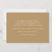Moderne Elegance Gold Script Wedding Dankeskarte (Rückseite)