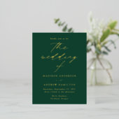 Moderne Elegance Green and Gold Wedding Folie Einladungspostkarte (Stehend vorne)