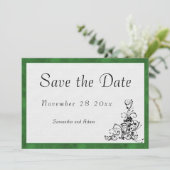 Moderne Elegance Green Frame Wedding Save The Date (Stehend Vorderseite)
