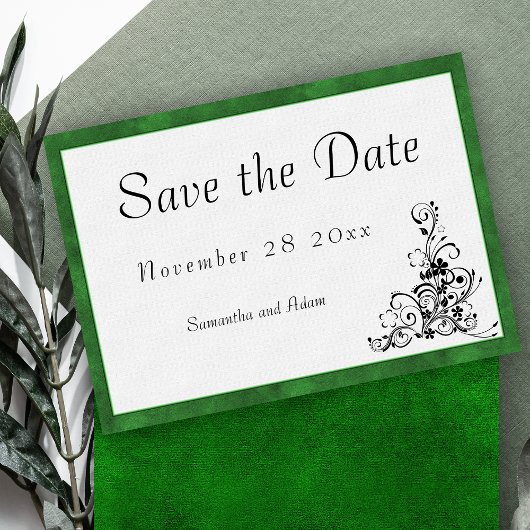 Moderne Elegance Green Frame Wedding Save The Date