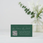 Moderne Elegance Green Wedding Website QR Code Begleitkarte (Stehend Vorderseite)