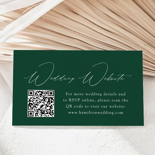 Moderne Elegance Green Wedding Website QR Code Begleitkarte