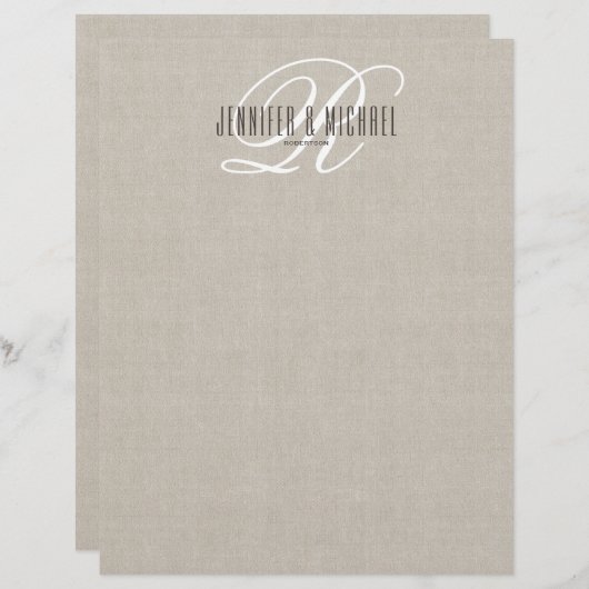 Moderne Elegance Monogram Letterhead Briefbogen (Vorne/Hinten)