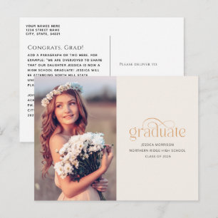 Moderne Elegance One Foto 2025 Graduation Party Postkarte