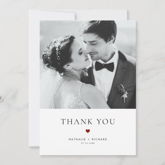 Moderne Elegance Red Typografy Wedding Dankeskarte (Vorderseite)