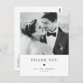Moderne Elegance Red Typografy Wedding Vielen Dank Postkarte (Vorne/Hinten)