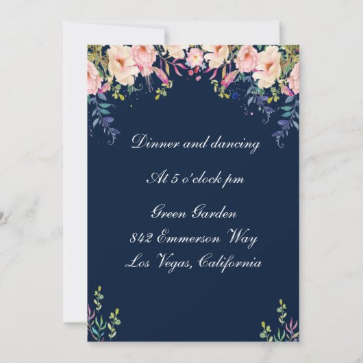 Moderne Elegance Rosa Bläserner botanischer Empfan Einladung (Vorderseite)