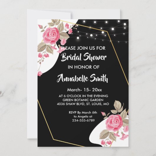 Moderne Elegance Rosa Blumenstrauß liBridal Dusche Einladung (Vorderseite)