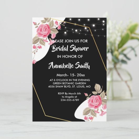 Moderne Elegance Rosa Blumenstrauß liBridal Dusche Einladung (Stehend Vorderseite)