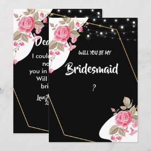 Moderne Elegance Rosa Blumenzange Bridesmaid Einladung