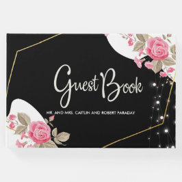 Moderne Elegance Rosa Blumenzange Gästebuch