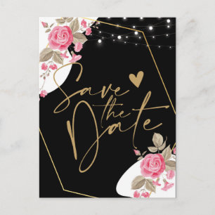 Moderne Elegance Rosa Blumenzange Save the Date Ankündigungspostkarte