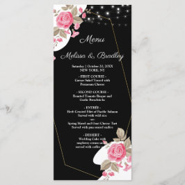 Moderne Elegance Rosa Floral String Light Menu Programm