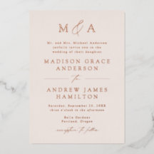 Moderne Elegance Rose Gold Monogram Wedding