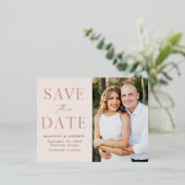 Moderne Elegance Rose Gold Wedding retten das Datu Folie Einladungspostkarte (Stehend vorne)