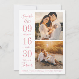 Moderne Elegance Rose Rosa Hochzeitssemble Foto Save The Date