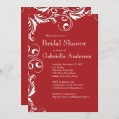 Moderne Elegance Rote Bridal Dusche Einladung (Vorne/Hinten)