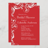 Moderne Elegance Rote Bridal Dusche Einladung (Vorne/Hinten)
