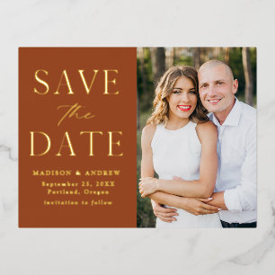 Moderne Elegance Wedding rettet das Datum Folie Einladungspostkarte
