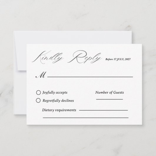 Moderne Elegance Wedding RSVP Card Karte (Vorderseite)