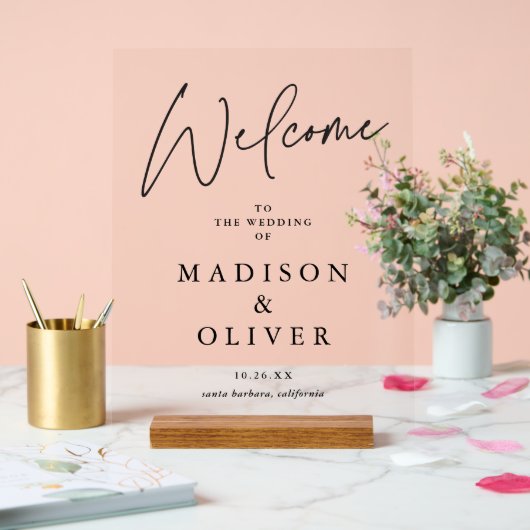 Moderne Elegance Wedding Welcome Sign Acrylschild (Hochzeit)