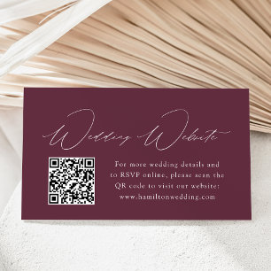 Moderne Elegance Wine Wedding Website QR Code Begleitkarte