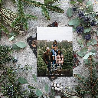 Moderne Elegant 1 Foto Weihnachtsschrift Feiertagskarte