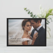 Moderne Elegant 2 Fotos Hochzeit Danke Black (Stehend Vorderseite)