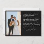 Moderne Elegant 2 Fotos Hochzeit Danke Black (Rückseite)