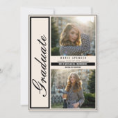 Moderne Elegant 3 Foto Collage Beige Abschluss Ankündigung (Vorderseite)