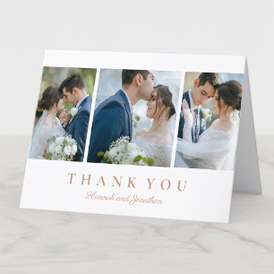 Moderne Elegant 3 Foto geklappte Hochzeit Vielen D Dankeskarte