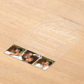 Moderne Elegant 3 Foto Strip Calligraphy Wedding Acryleinladungen (Ablage )