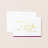 Moderne Elegant Angel Baby Taufe Danke, Script Folienkarte (Vorderseite mit Umschlag)