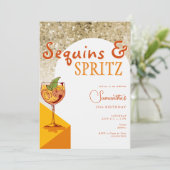 Moderne Elegant Arch Sequins Spritz Sommer Geburts Einladung (Stehend Vorderseite)