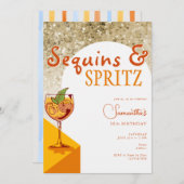 Moderne Elegant Arch Sequins Spritz Sommer Geburts Einladung (Vorne/Hinten)