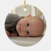 Moderne Elegant Baby Birth Stats Erste Weihnachten Keramik Ornament (Hinten)