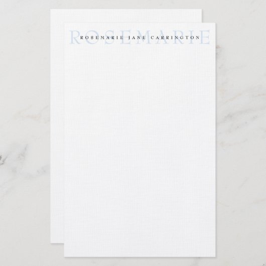 Moderne Elegant Baby Blue Personalisiert Stationer Briefpapier (Vorne/Hinten)