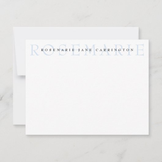 Moderne Elegant Baby Blue Personalisiert Stationer Mitteilungskarte (Vorderseite)