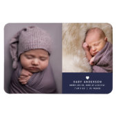 Moderne Elegant Baby Boy Foto Geburtshinweis Magnet (Horizontal)