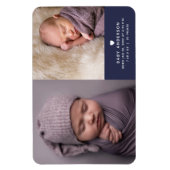 Moderne Elegant Baby Boy Foto Geburtshinweis Magnet (Vertikal)